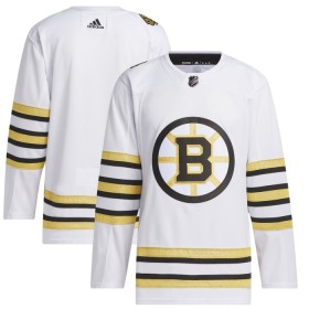 Miehille NHL Boston Bruins Pelipaita Custom 100th Anniversary Adidas 2023-24 Valkoinen Authentic